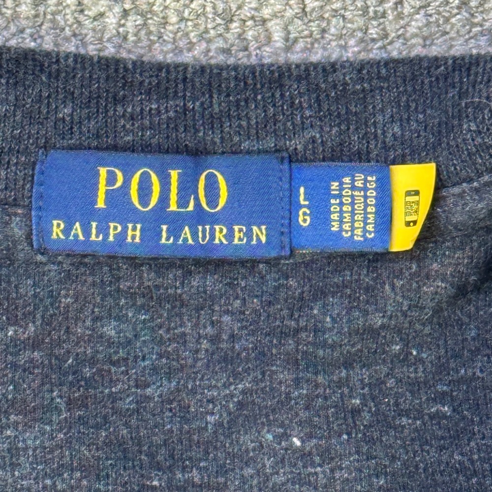 Polo Ralph Lauren Quarter Zip Pullover Navy Cotton Sweater Men's Large - Picture 3 of 7